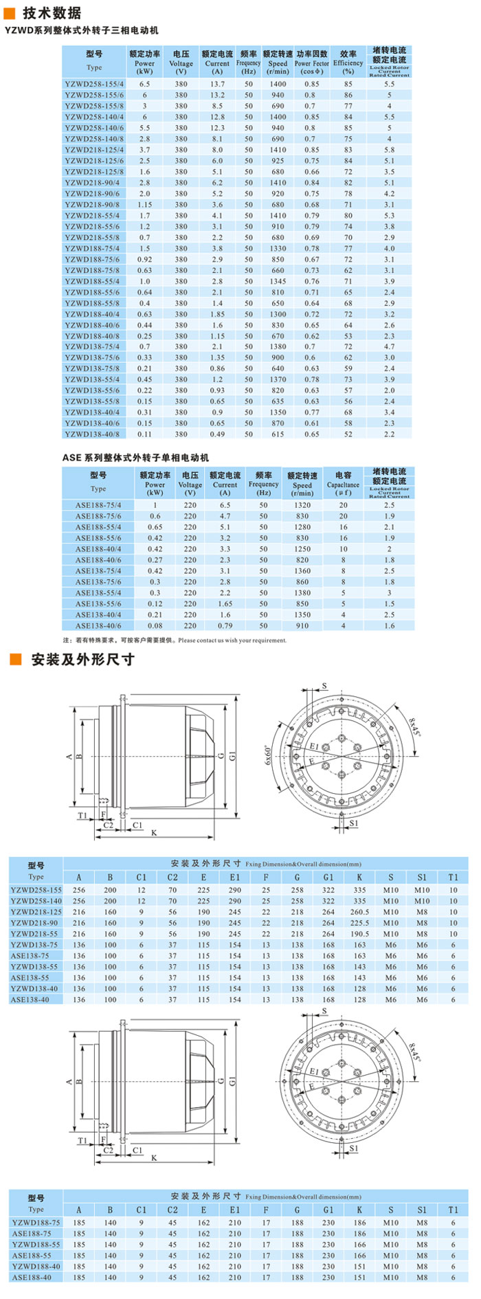 YZWD整體式外轉(zhuǎn)子異步電動機(jī)